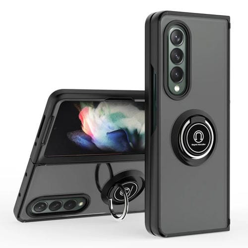 Funda de TPU + PC con anillo para Samsung Galaxy Z Fold4 Q Shadow 1 Series (negro)