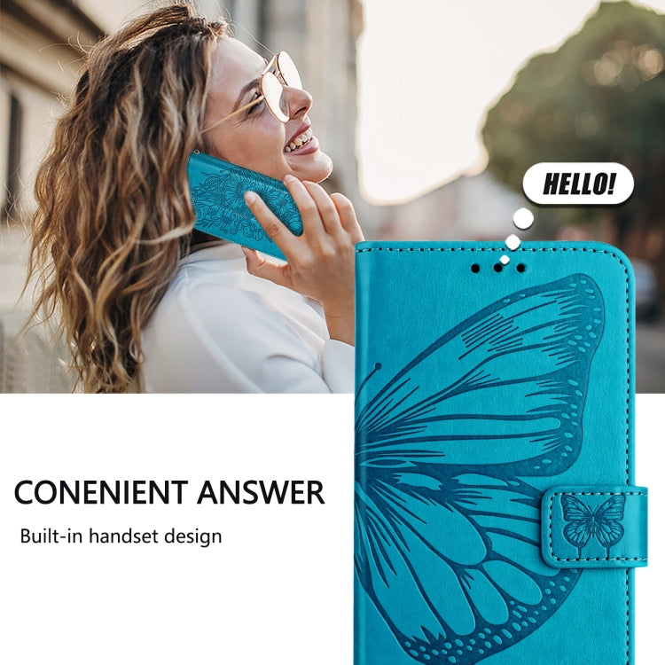 Funda de Cuero para Sharp Aquos R9 Pro/Sh-54E con Diseño de Mariposa en Relieve (Azul)