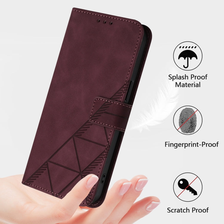 Funda de Cuero con Tapa y Relieve 3D para Sharp Aquos Sense9 (Rojo Vino)