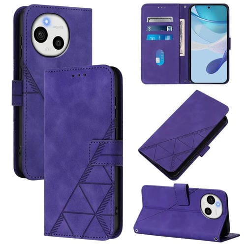 Funda de Cuero para Sharp Aquos Sense9 con Tapa y Relieve 3D (Morado)