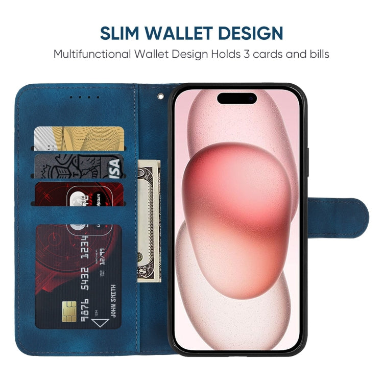 Funda para Teléfono iPhone 15 Skin Feel Cuero Líneas Geométricas (Azul) - MOVILSTORE