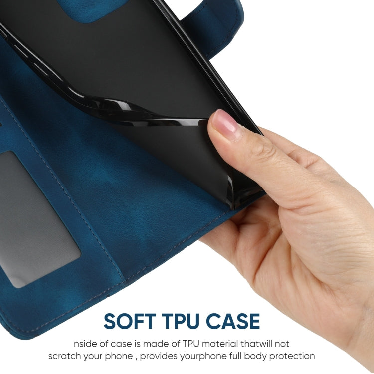 Funda para Teléfono iPhone 15 Skin Feel Cuero Líneas Geométricas (Azul) - MOVILSTORE