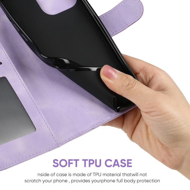 Funda para iPhone 15 Skin Feel Cuero con Líneas Geométricas (Púrpura) - MOVILSTORE
