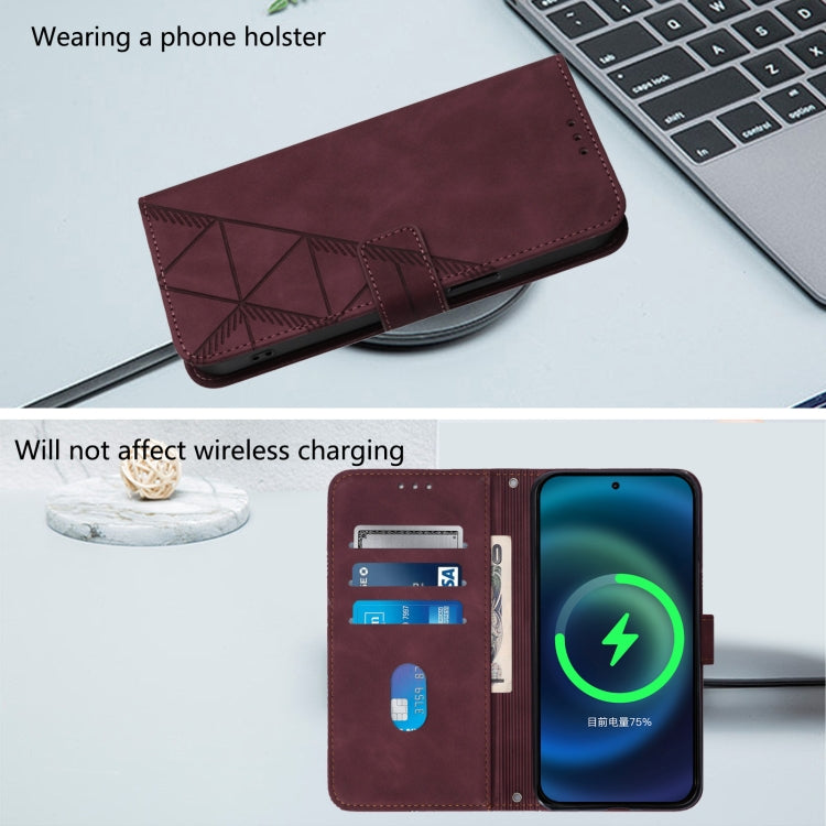 Funda de Cuero Nxtpaper con Tapa y Relieve 3D para TCL 50 Pro (Rojo Vino)