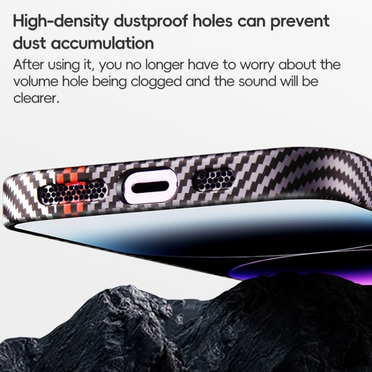 Funda para Teléfono iPhone 15 Fibra de Carbono a Prueba de Golpes con Ventana Grande (Azul Púrpura) - MOVILSTORE