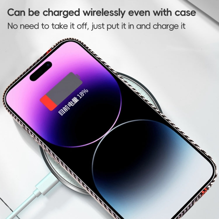 Funda para Teléfono iPhone 15 Fibra de Carbono a Prueba de Golpes con Ventana Grande (Azul Púrpura) - MOVILSTORE