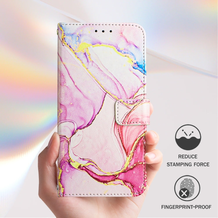 Funda de Cuero con Tapa para TCL 50 Pro Nxtpaper Pt003 Diseño Mármol (Oro Rosa)