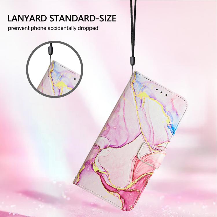 Funda de cuero con tapa y diseño de mármol para TCL 605/6SE PT003 (oro rosa)