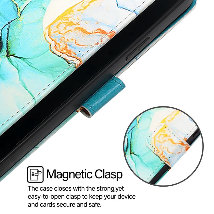 Funda de cuero con tapa y diseño de mármol para TCL 605/6SE PT003 (verde)