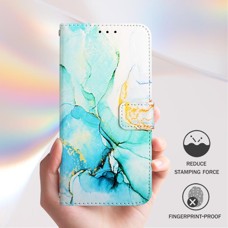 Funda de cuero con tapa y diseño de mármol para TCL 605/6SE PT003 (verde)