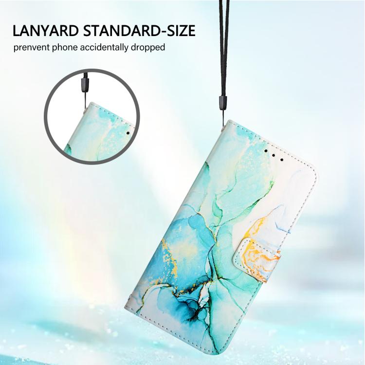 Funda de cuero con tapa y diseño de mármol para TCL 605/6SE PT003 (verde)