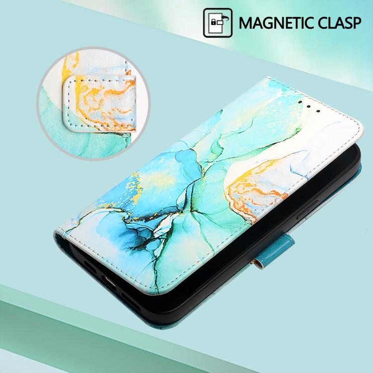 Funda de cuero con tapa y diseño de mármol para TCL 605/6SE PT003 (verde)