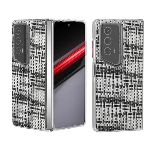 Funda para Honor Magic V2 Rsr Porsche Design con Marco Transparente y Textura Rómbica (Blanco Negro)