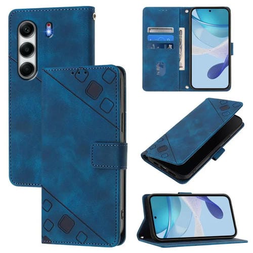 Funda de Piel con Relieve para Tecno Camon 40 4G (Azul)