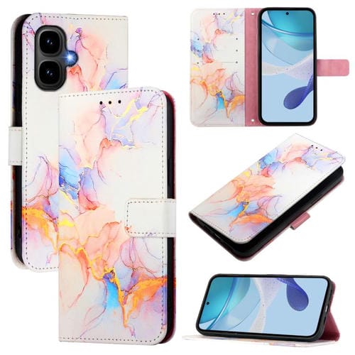 Funda de cuero con tapa y diseño de mármol para Infinix Smart 10 / Tecno Pop 10 PT003 (Galaxy Marble White)