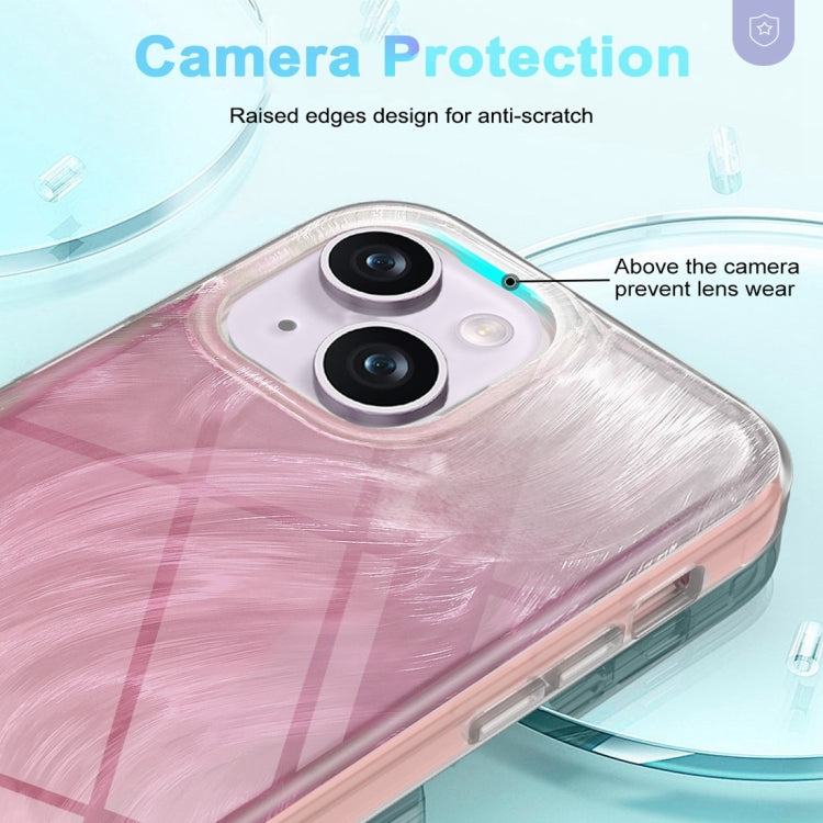 Funda para Teléfono iPhone 15 2 En 1 Imd Gradient Feather PC y TPU (Rosa Claro) - MOVILSTORE
