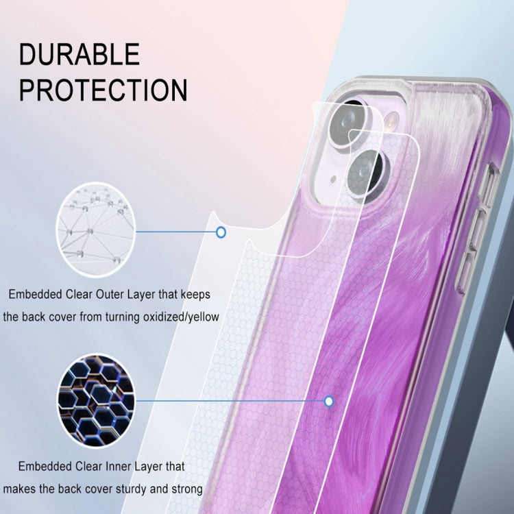 Funda para Teléfono iPhone 15 2 En 1 Imd Gradient Feather PC y TPU (Púrpura) - MOVILSTORE