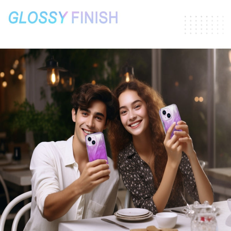 Funda para Teléfono iPhone 15 2 En 1 Imd Gradient Feather PC y TPU (Púrpura) - MOVILSTORE