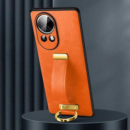 Funda de Teléfono Huawei Nova 12 / Nova 13 Sulada PC Textura Cuero Híbrido Tacto Piel a Prueba de Golpes (Naranja)