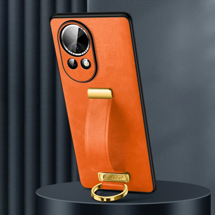 Funda de Teléfono Huawei Nova 12 / Nova 13 Sulada PC Textura Cuero Híbrido Tacto Piel a Prueba de Golpes (Naranja)