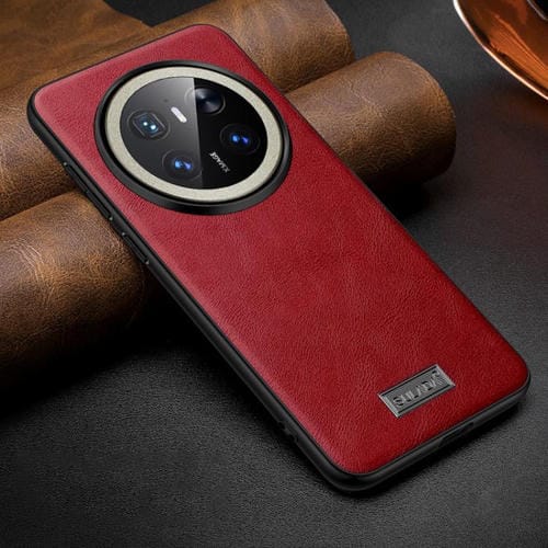 Funda Híbrida de Cuero y TPU para Huawei Mate 70 Sulada (Rojo) a Prueba de Golpes