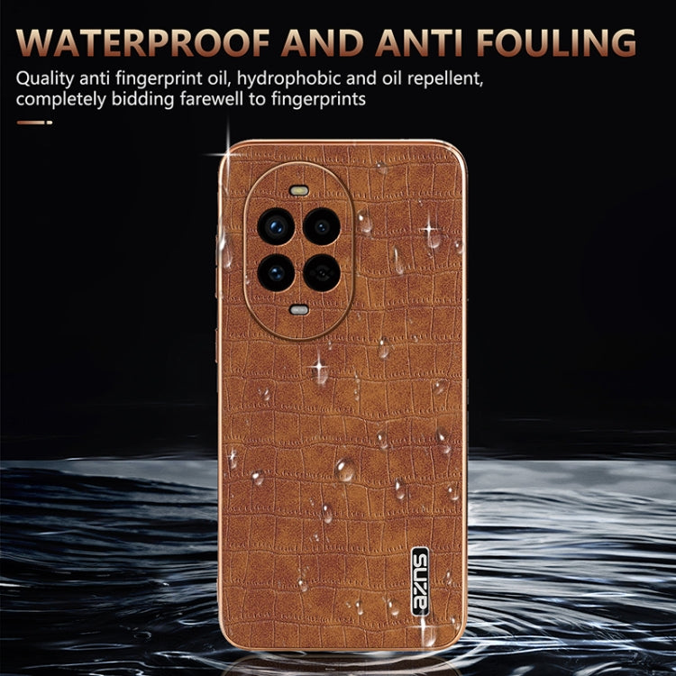 Funda para Teléfono Azns Huawei Nova 13 Pro Textura de Cocodrilo Marco Galvanizado (Verde)