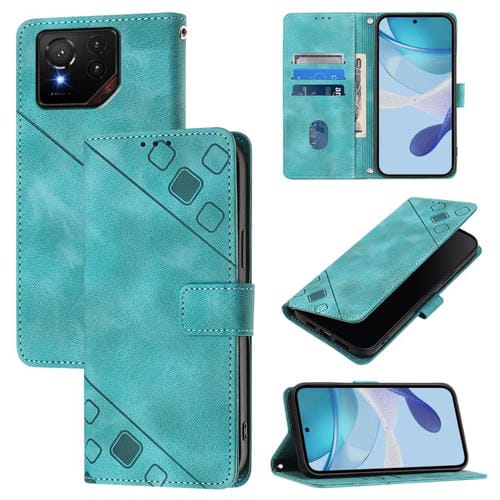 Funda de Cuero con Relieve para Asus Rog Phone 9 y 9 Pro (Verde)