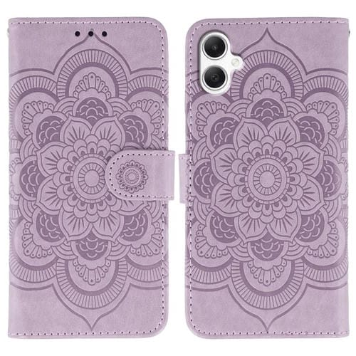 Funda de cuero con estampado de mandala solar para Samsung Galaxy A06 4G / 5G / A07 5G (morado)