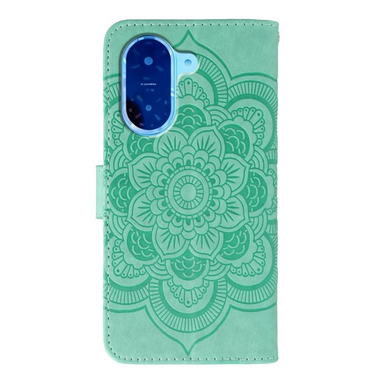 Funda de cuero con estampado de mandala solar para Redmi A5 4G (173,3 mm, verde)