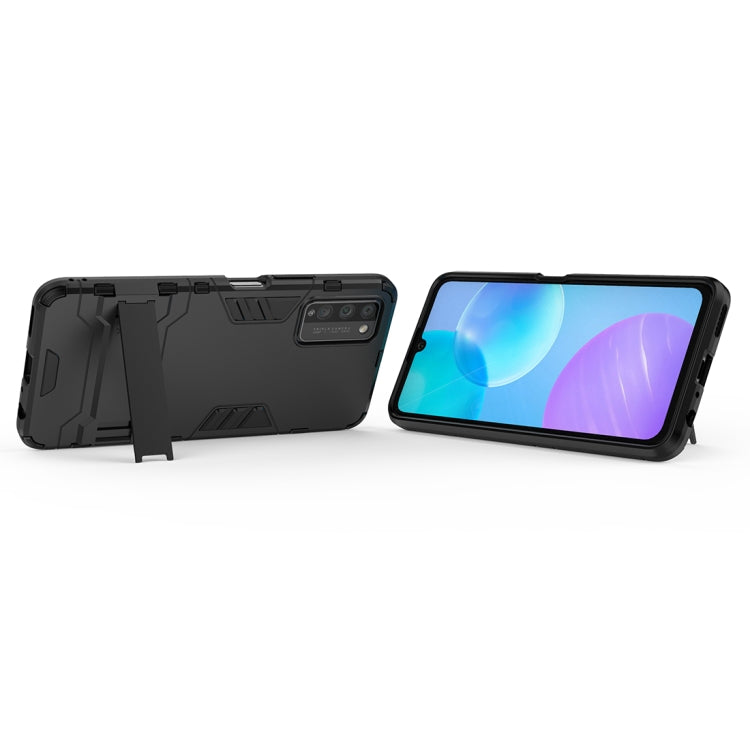Para Huawei Honor 30 Lite PC + TPU Funda protectora a prueba de golpes con soporte invisible (Negro)