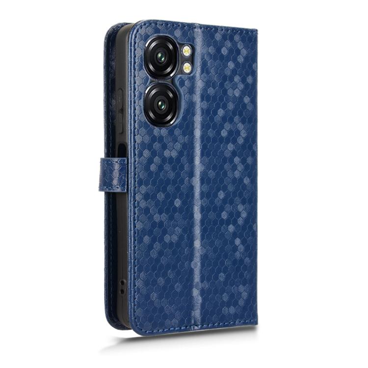 Funda de Cuero con Textura de Puntos Panal para Oukitel C58 y C58 Pro (Azul)