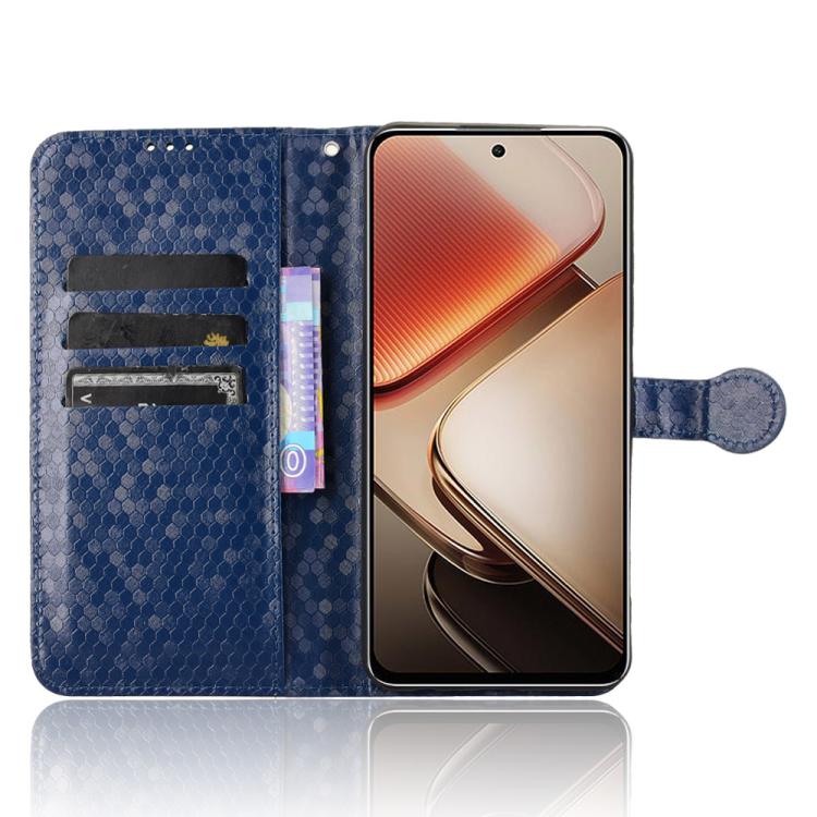 Funda de Cuero con Textura de Puntos Panal para Oukitel C58 y C58 Pro (Azul)