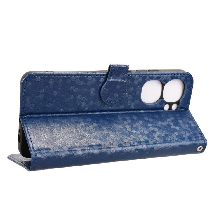 Funda de Cuero con Textura de Puntos Panal para Oukitel C58 y C58 Pro (Azul)