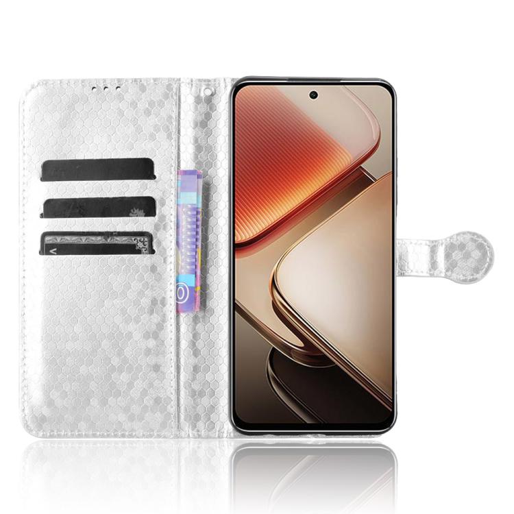 Funda de Cuero con Textura de Puntos Panal para Oukitel C58 y C58 Pro (Plateada)