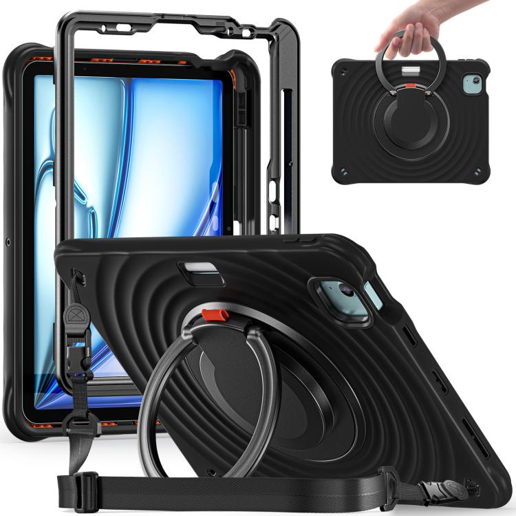 Funda híbrida Silicona para iPad Air 11 (2025/2024) con Asa Giratoria (Negro)