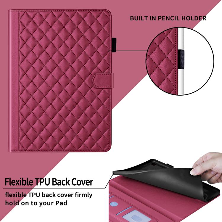 Funda de cuero con diseño de rombos y celosía para Xiaomi Redmi Pad de 8,8 pulgadas (2025) (roja)