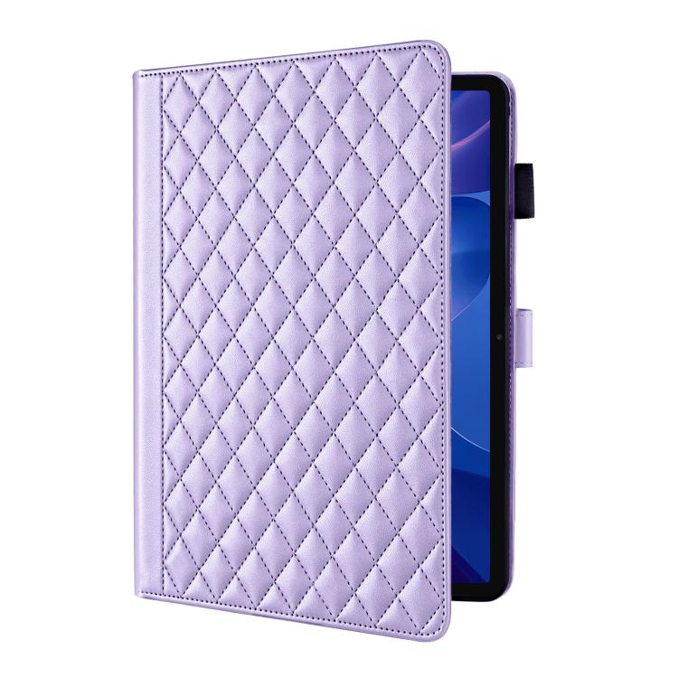 Funda de cuero con diseño de rombos y celosía para Xiaomi Redmi Pad 2/Pad SE 2025 (morada)