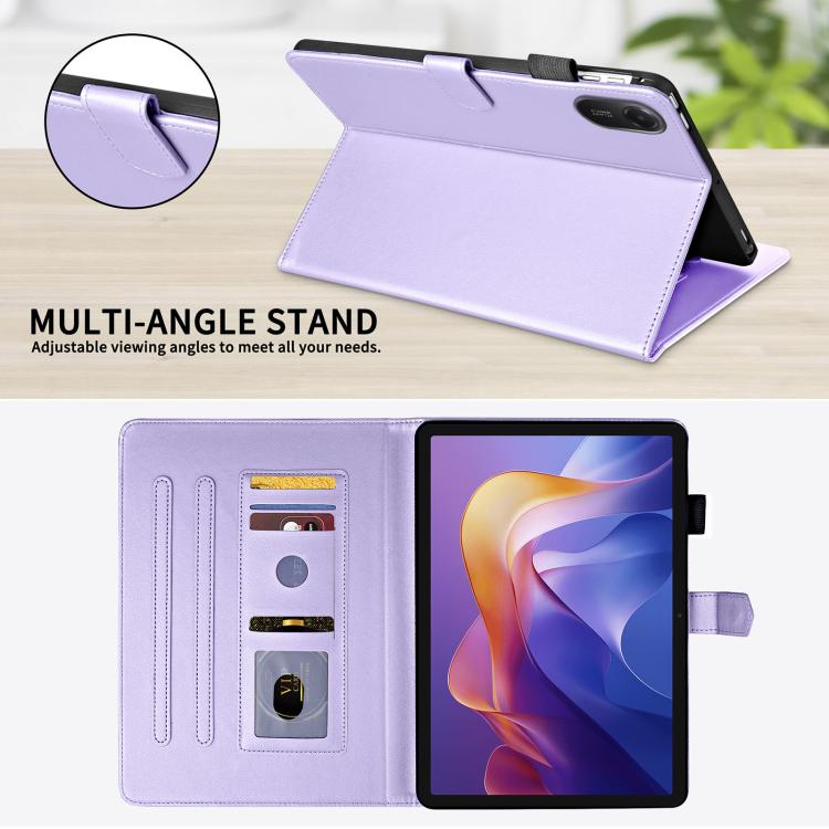 Funda de cuero con diseño de rombos y celosía para Xiaomi Redmi Pad 2/Pad SE 2025 (morada)