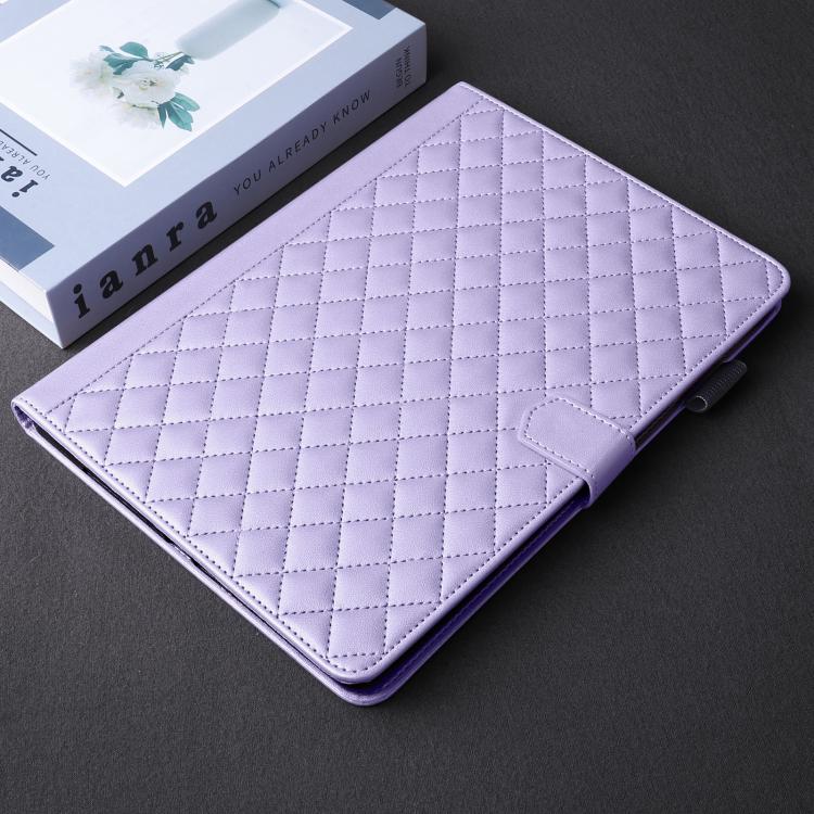 Funda de cuero con diseño de rombos y celosía para Xiaomi Redmi Pad 2/Pad SE 2025 (morada)