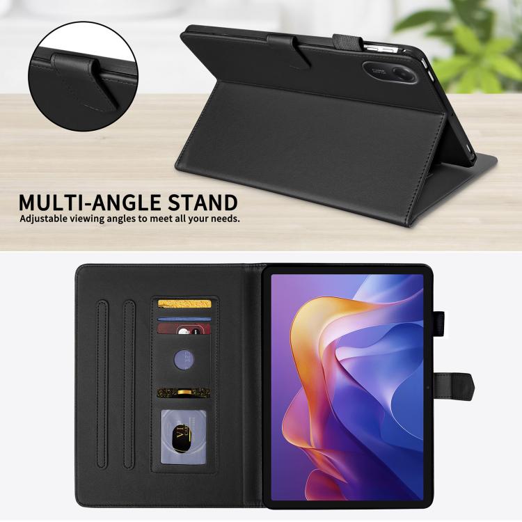 Funda de cuero con diseño de rombos y celosía para Xiaomi Redmi Pad 2/Pad SE 2025 (negra)