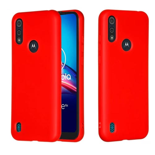 Para Motorola Moto E6s (2020) Funda protectora de cobertura total de silicona líquida de color puro a prueba de golpes (rojo)