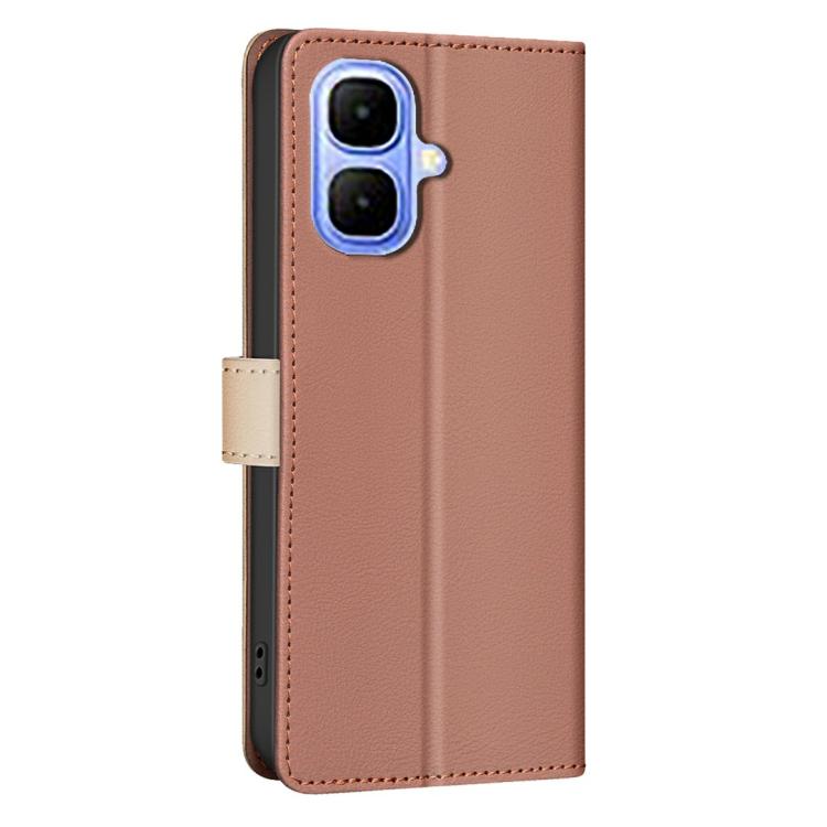 Funda de cuero antirrobo RFID a juego para Infinix Smart 10 4G (marrón)