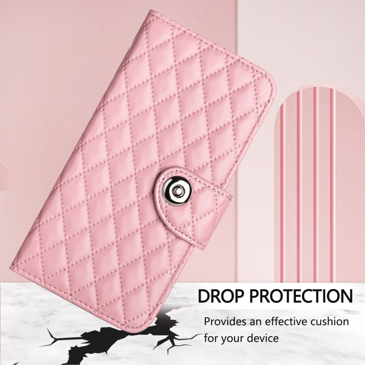 Funda de Cuero Nxtpaper para Teléfono TCL 50 Pro con Tapa y Textura Rómbica (Rosa)