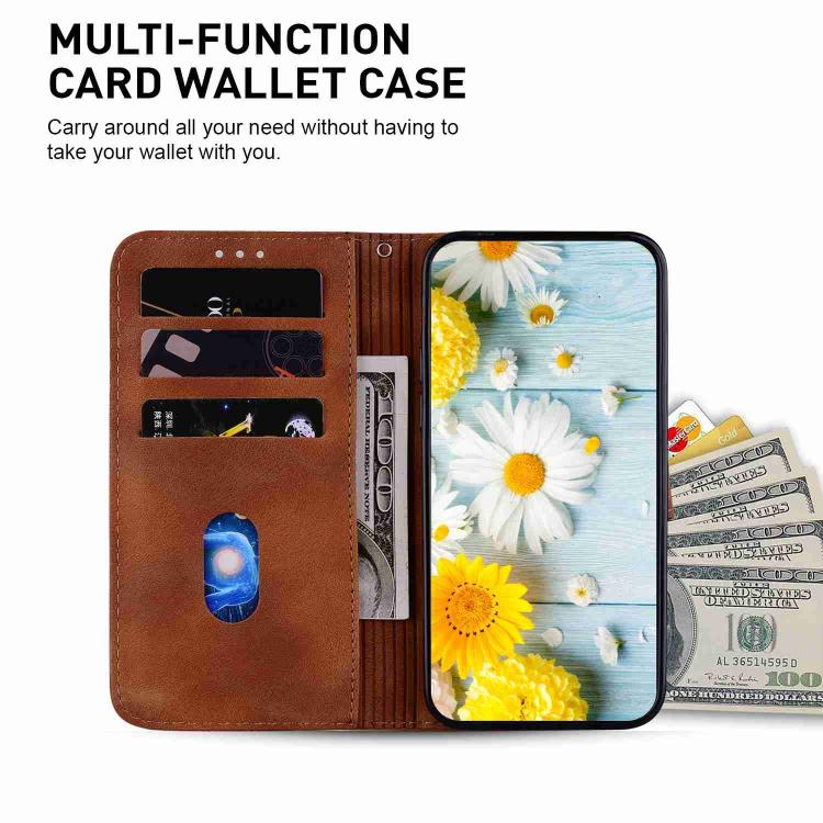 Funda de piel con relieve de lirio para Redmi A5 4G (171,7 mm, marrón)