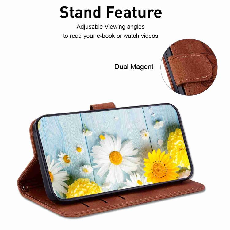 Funda de piel con relieve de lirio para Redmi A5 4G (171,7 mm, marrón)