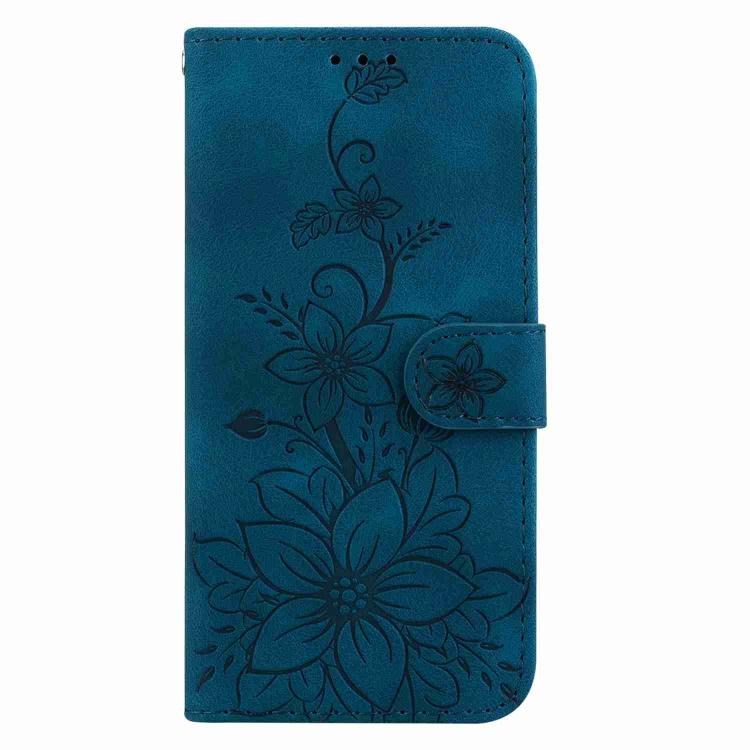 Funda de piel con relieve de lirio para Redmi A5 4G (171,7 mm) (azul oscuro)