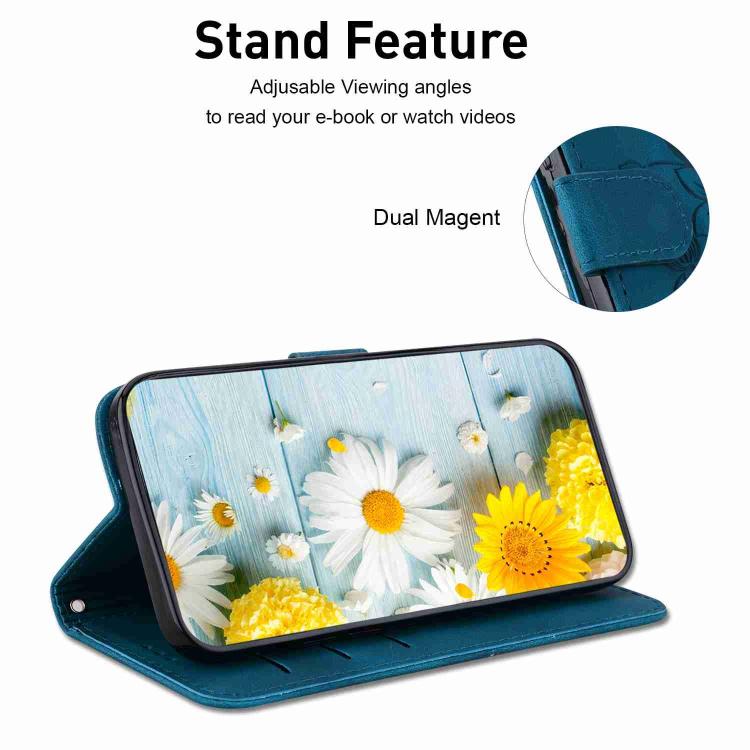 Funda de piel con relieve de lirio para Redmi A5 4G (171,7 mm) (azul oscuro)