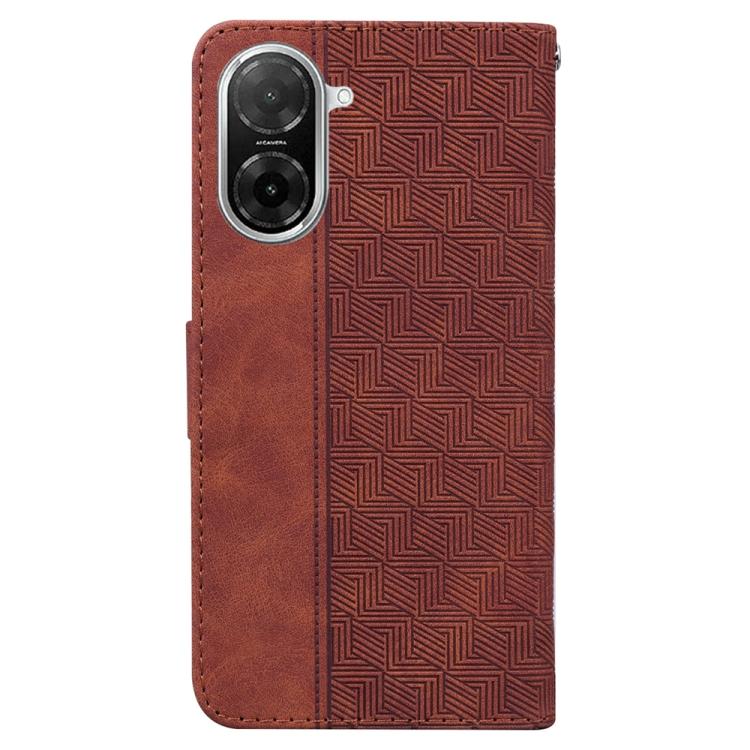 Funda de cuero con relieve geométrico para Redmi A5 4G (171,7 mm) (marrón)