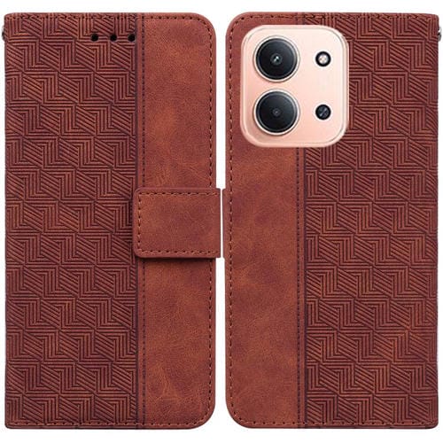 Funda de cuero con relieve geométrico para Redmi 15C 4G (173,1 mm) / Redmi 15C 5G (173,1 mm) (marrón)
