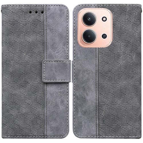 Funda de cuero con relieve geométrico para Redmi 15C 4G (173,1 mm) / Redmi 15C 5G (173,1 mm) (gris)